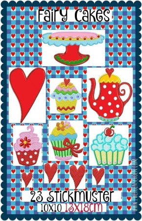 ♥FAIRY CAKES♥ Stickmuster MUFFINs Cupcakes SWEET KITCHEN 10x10 13x18cm