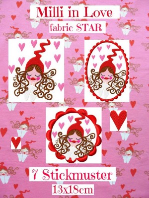 ♥MILLI in LOVE♥ the FABRIC Star STICKMUSTER 13x18cm