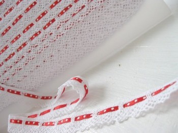 ♥RUFFLes♥red DOTS croched NON-elastic RIBBON