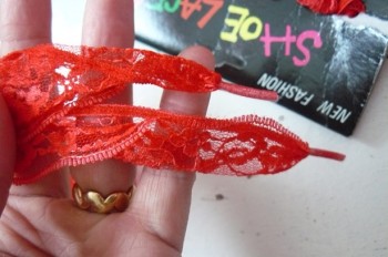 ♥SHOE LACES♥one PAIR little red LOVE 1METER