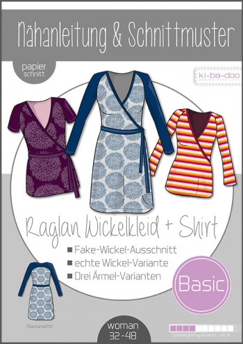 ♥Damen Basic Raglan-Wickelkleid/-Shirt♥ PAPIER-SCHNITTMUSTER Din A0 WOMAN 32-48