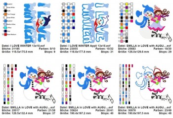 ♥SMILLA in LOVE with AUGUST♥ Embroidery FILE 13x18 20x20cm