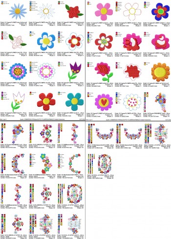 ♥GYPSY-Flowers XXL♥ Stickmuster BOHO Blumen 10x10 13x18 18x30 20x26 20x30cm