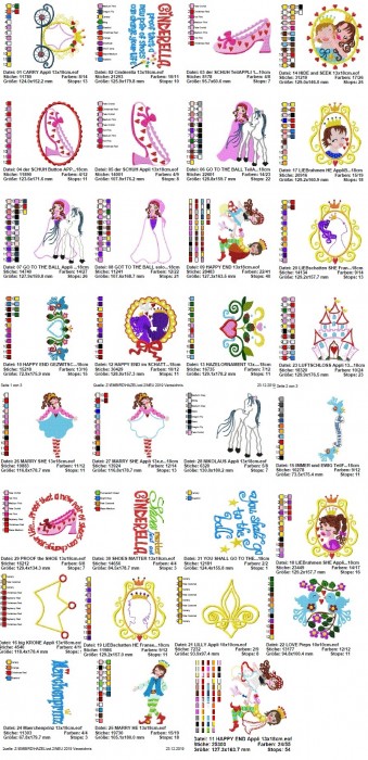 ♥HAZEL&Friends vol.2♥ Embroidery FILE-Set CINDERELLA Princess 10x10 13x18cm