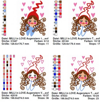 ♥MILLI in LOVE Open your EYES♥ Embroidery FILE Set 13x18 20x30cm