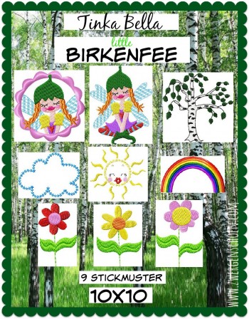 ♥little TINKA BELLA Birkenfee♥ Stickmuster BIRKE Feen ELFEN 10x10cm
