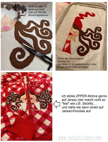 ♥ZIPPER Milli♥ Embroidery FILE-Set for JACKETs ZIP Giga HOOP