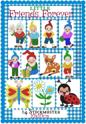♥little FRIENDS FOREVER♥ Embroidery-FILE-Set DWARF gnome 10x10cm