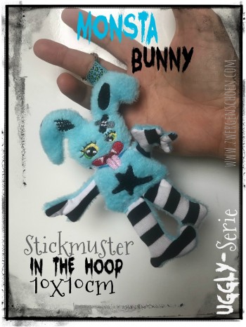 ♥MONSTA Bunny♥ Stickmuster ITH 10x10cm UGGLY SERIE