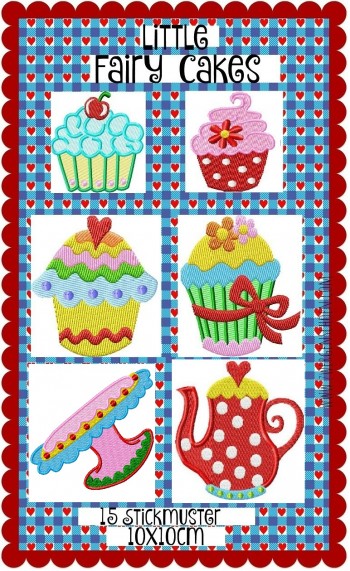 ♥little FAIRY CAKES♥ Stickmuster MUFFINs Cupcakes SWEET KITCHEN 10x10cm