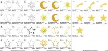 ♥SUN MOON and STARS♥ Embroidery-File SET of 22Designs