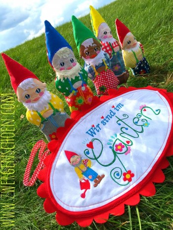 ♥GARDEN GNOME♥ Embroidery FILE Set inkl. ITH