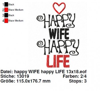 ♥HAPPY wife HAPPY life♥ Embroidery-FILE 1€-SPARbie