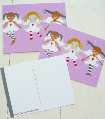 ♥HIMMELSCHoeN united♥ GUARDIAN ANGEL violet 3pieces postcard-SET