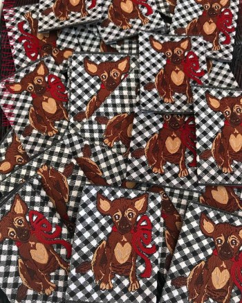 ♥BLESS on VICHY♥ WOVEN LABEL 5x5m DOG PUPPY