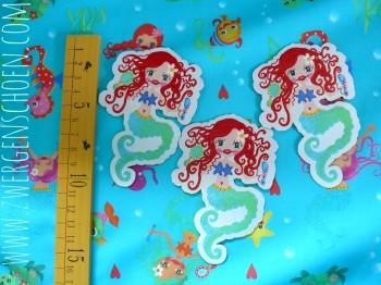 ♥WATERLILLY♥ mermaid WOVEN LABEL iron it! 10cm HIGH!!!