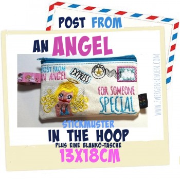 ♥POST from an ANGEL♥ Stickmuster TASCHE Grußpost ITH 13x18cm