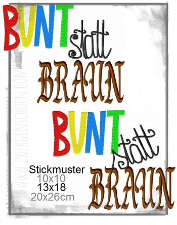 ♥BUNT statt BRAUN♥ 1€-SPARbie STICKMUSTER 10x10 13x18 20x26cm