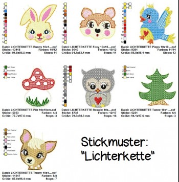 ♥WALDLICHTER♥ Embroidery FILE-Set ITH magic FOREST 10x10cm