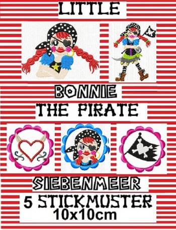 ♥little BONNIE the pirate SIEBENMEER♥ Stickmuster 10x10cm