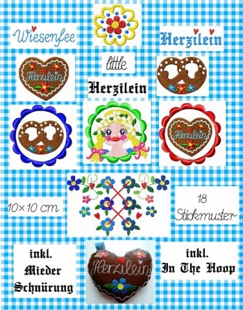 ♥little HERZILEIN♥ Bavarian FOLK embroidery-file SET 10x10cm