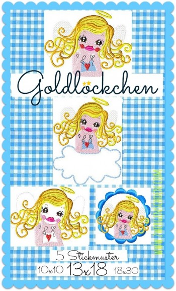 ♥GOLDIE GOLDLöCKCHEN♥ Stickmuster 13x18cm SCHUTZENGEL