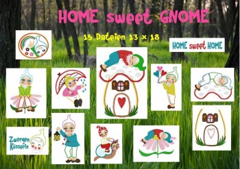 ♥HOME SWEET GNOME♥ Embroidery FILE Set 13x18cm