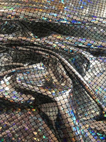 ♥SCALES♥ 0.3m FOIL Jersey SILVER mermaid FISHTAIL