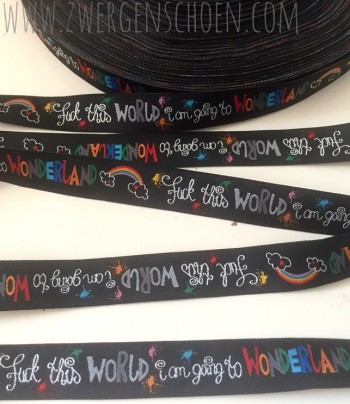 ♥WONDERLAND♥ Ribbon colorful on BLACK (price per meter)
