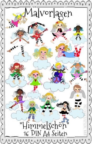 ♥COLOURING PAGES♥ DIN A4 ANGELS by ZWERGENSCHoeN
