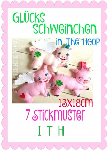 ♥GLüCKsSCHWEINchen♥ ITH Polly STICKDATEI Schwein 13x18 IN THE HOOP