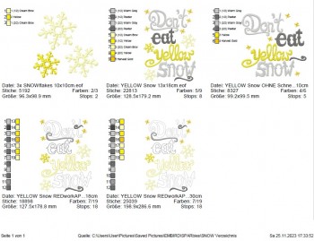 ♥DON`t EAT YELLOW SNOW♥ Stickmuster 10x10 13x18 20x30cm 1€-SPARbie