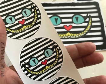 ♥CHESIRE CAT♥ Sticker 20 pcs 5cm ROUND