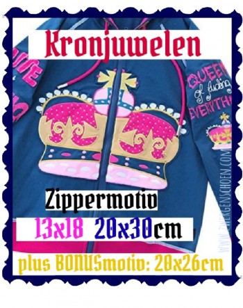 ♥CROWN-JEWELLERY♥ Embroidery-File ZIP-MOTIV 13x18 20x30cm plus BONUSmotiv 20x26cm