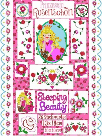 ♥PRINCESS ROSENSCHoeN♥ Sleeping beauty EMBROIDERY 10x10 13x18cm