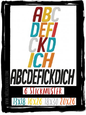 ♥ABCDEF♥ Embroidery GERMAN words 13x18 16x26 18x30 20x26cm