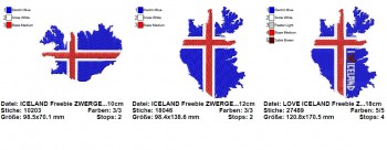 ♥ICELAND♥ Flag EMBROIDERY 1€-SPARbie