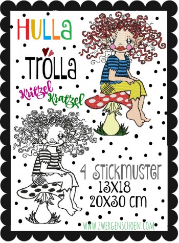 ♥HULLA TRoeLLA Doodle♥ Embroidery FILE 13x18 20x30cm