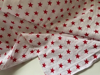 ♥BIG STARS♥ cotton SUPERSTARS red on white PRICE PER 0.5METER