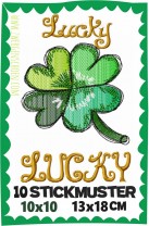 ♥KRITZEL CLOVER♥ Embroidery-File LUCKY 10x10 13x18cm 1€-SPARbie