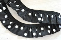 ♥POLKA DOTS♥ elastic RIBBON Ruffles BLACK 1.7m