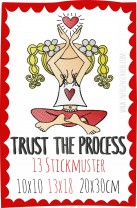 ♥TRUST the PROCESS little YOYO♥ Embroidery DOODLE 10x10 13x18 20x30cm