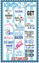 ♥WORDS of BATHROOM♥ Embroidery FILE-Set Statements 10x10 13x18cm