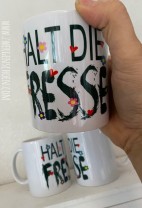 ♥HALT DIE FRESSE♥ Tasse MUG Keramik WEISS 0.3L
