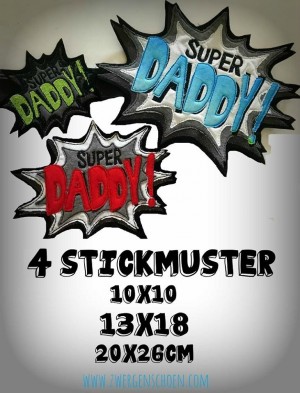 ♥SUPER DADDY♥ 1€-SPARbie STICKMUSTER 10x10 13x18 20x26cm