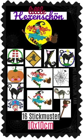 ♥little HEXENSCHoeN♥ Embroidery FILE-Set WITCH 10x10cm