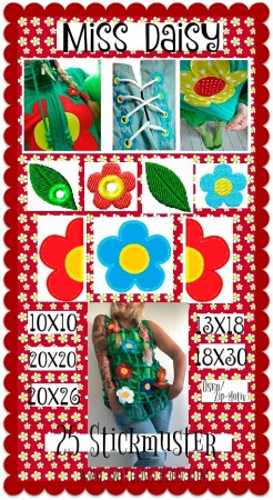 ♥MISS DAISY♥ Embroidery-File SET Flowers 10x10 13x18 20x20 20x26 18x30cm