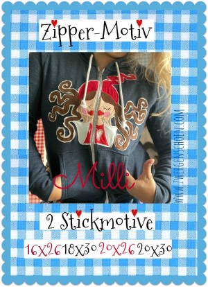 ♥ZIPPER Milli♥ Embroidery FILE-Set for JACKETs ZIP Giga HOOP