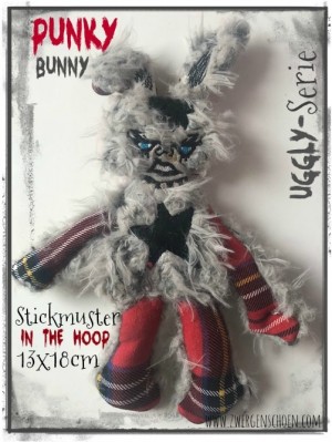 ♥PUNKY Bunny♥ Stickmuster ITH 13x18cm UGGLY SERIE
