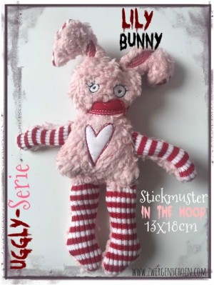♥LILY Bunny♥ Stickmuster ITH 13x18cm UGGLY SERIE